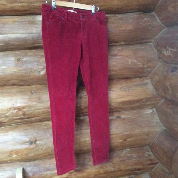 LC Lauren Conrad Festive Candy Red Corduroy Stretch Skinny Pants Size 10 - Picture 1 of 6